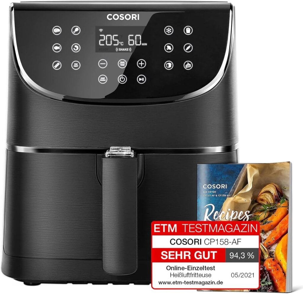 COSORI Air Fryer 5.5L Capacity,Oil Free, Energy and Time Saver with 11 Presets with 100 Recipes Cookbook, Non-Stick, Dishwasher Safe