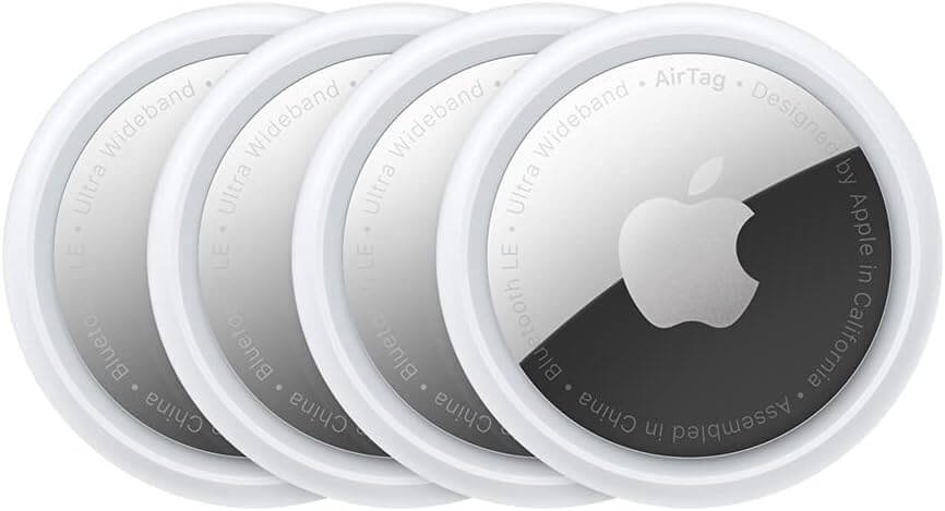 Apple AirTag 4 pack - Find and keep an eye on your stuff: keys, purses, luggage, backpacks, and more. Easy to set up with an iPhone or iPad. Replaceable battery