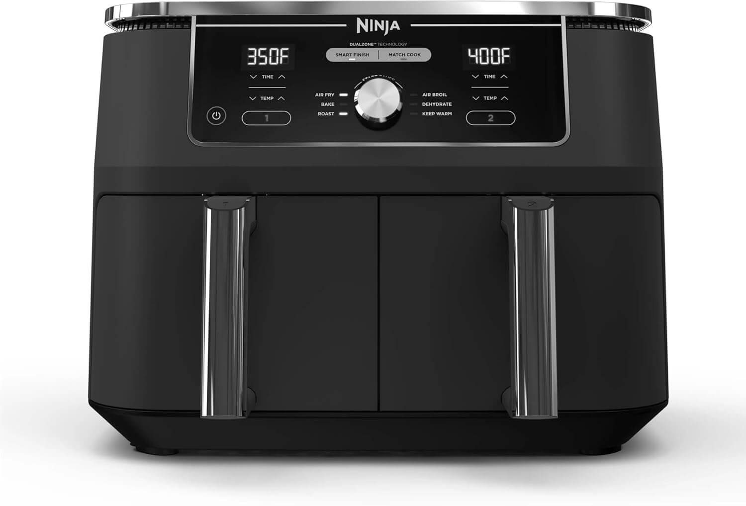 Ninja DZ401 Foodi 10 Quart 6-in-1 DualZone XL 2-Basket Air Fryer with 2 Independent Frying Baskets, Match Cook & Smart Finish to Roast, Broil, Dehydrate for Quick, Easy Family-Sized Meals