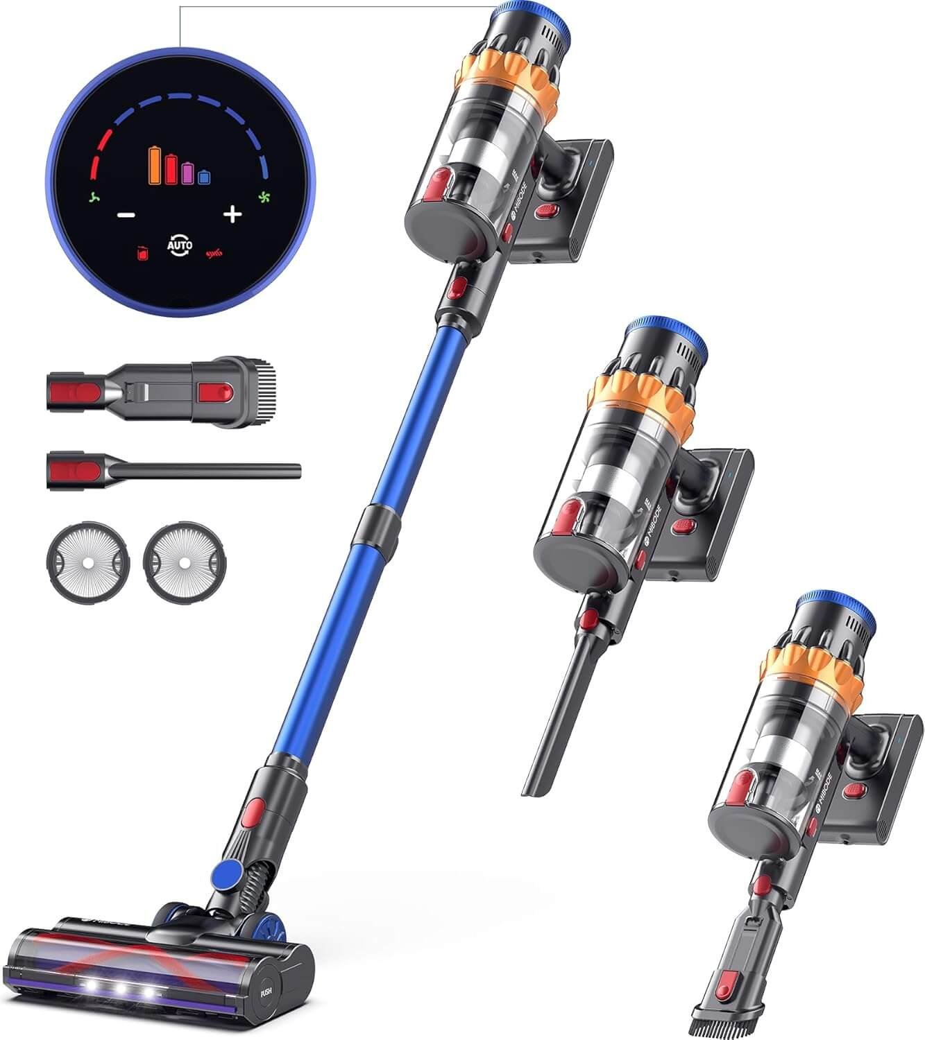 MIBODE Battery Vacuum Cleaner, 45000 Pa:550 W:70 Mins Wireless Vacuum Cleaner with Smart Display,