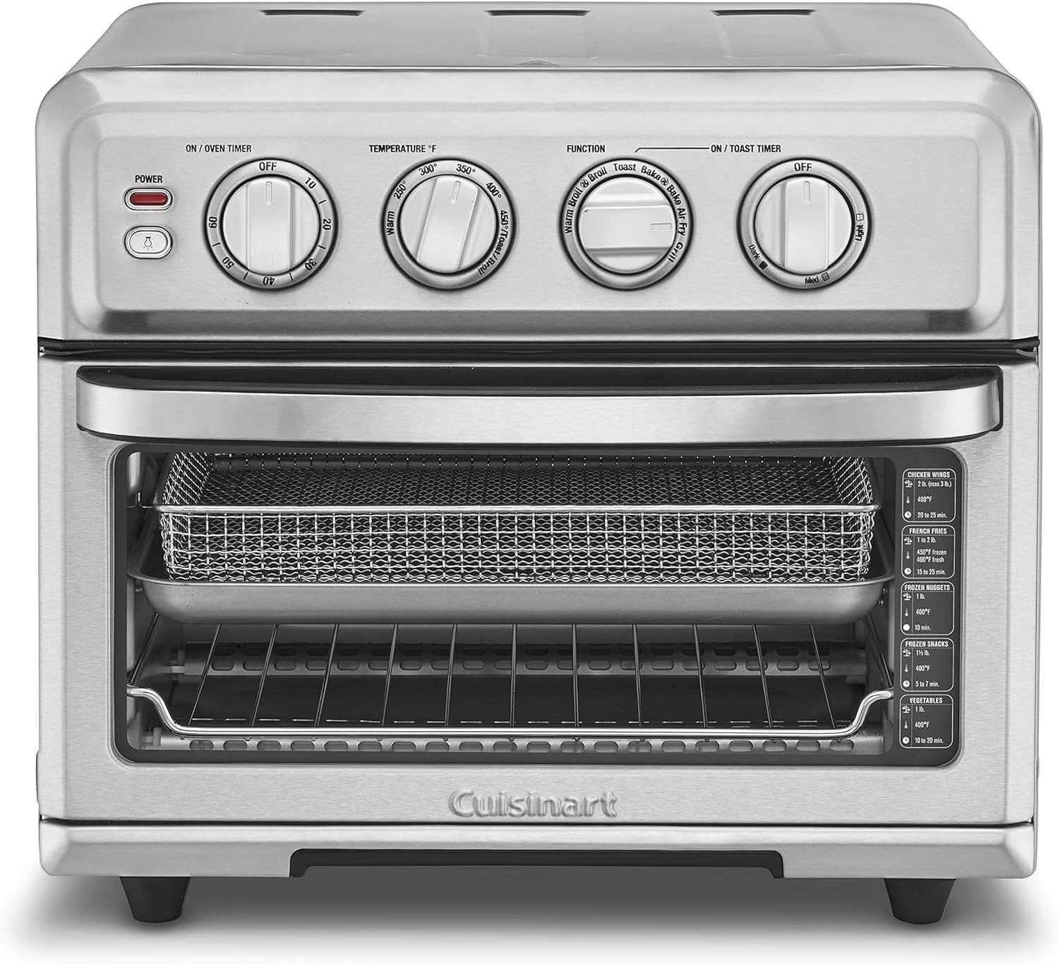 uisinart Air Fryer + Convection Toaster Oven, 8-1 Oven with Bake, Grill, Broil & Warm Options, Stainless Steel, TOA-70