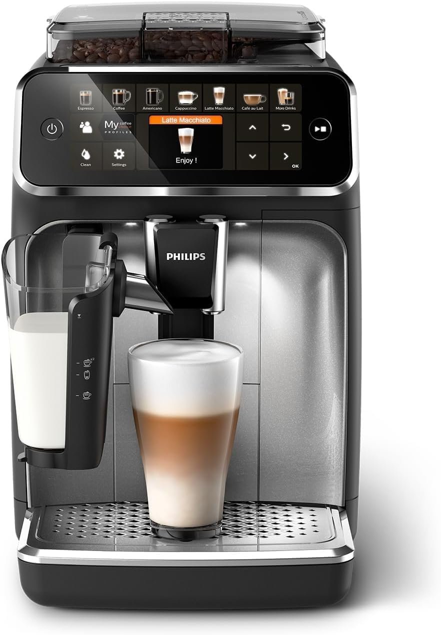 Philips 5400 Series Fully Automatic Espresso Machine - 12 Coffees, Easy-To-Clean LatteGo Milk System, Intuitive Display, Customizable Coffee Settings, Sleek Design(EP5446/70)