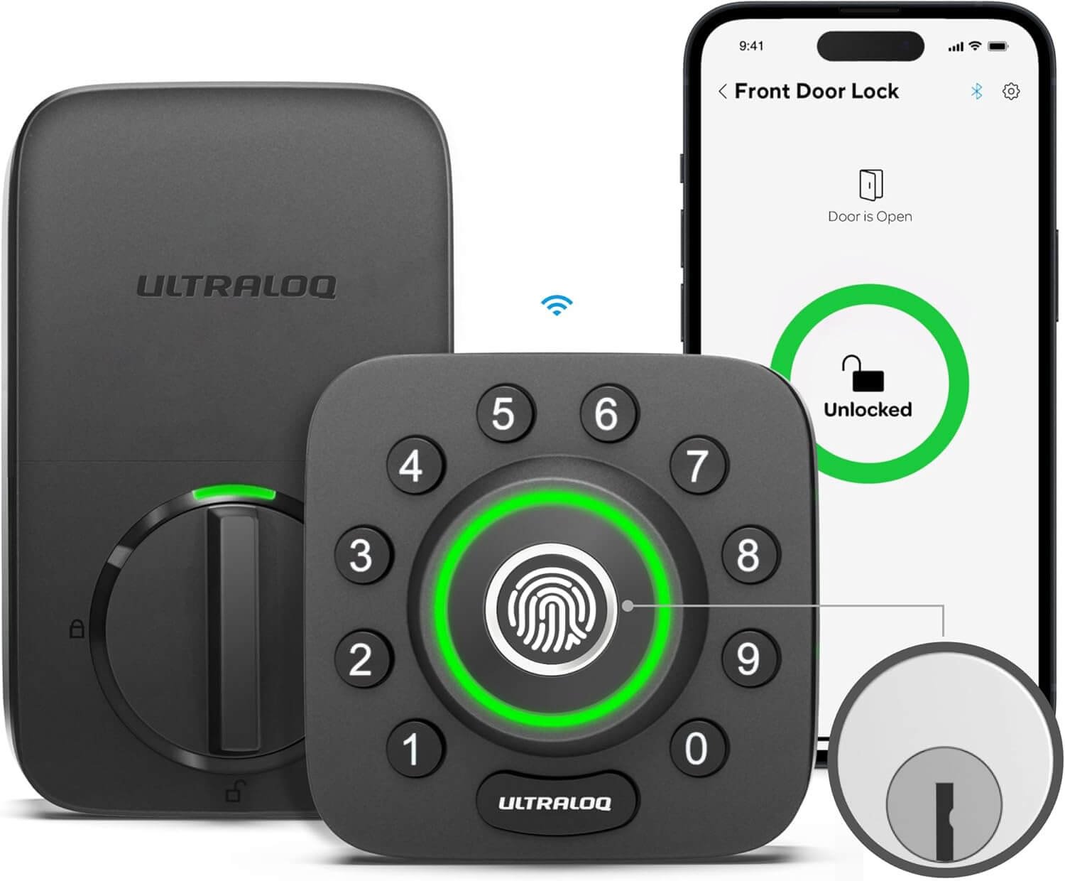ULTRALOQ U-Bolt Pro WiFi Smart Lock with Door Sensor, 8-in-1 Keyless Entry Door Lock with Fingerprint ID, App Remote Control, Built-in WiFi Keypad Deadbolt