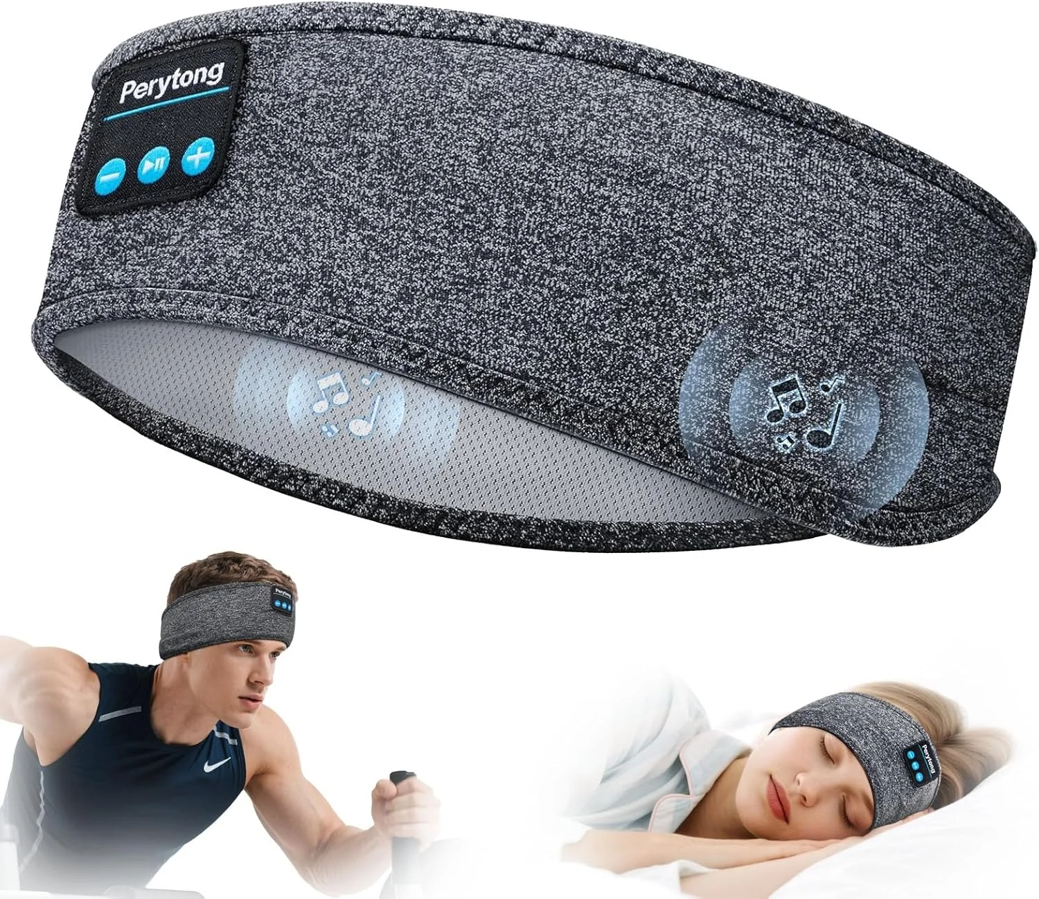 Perytong Sleep Headphones Wireless, Bluetooth Sports Headband Headphones with Ultra-Thin HD Stereo Speakers Perfect for Sleeping,Workout,Joggin