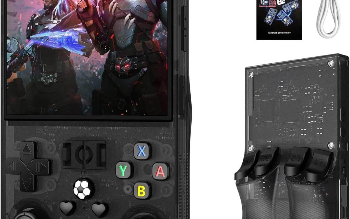2025 Upgrade R36MAX Retro Handheld Game Console with 64GBuilt-in 18000+ Classic Games, Portable Video Gaming Console Linux System 4.0 Inch IPS Screen, 4000mAh Rechargeable Battery-Black