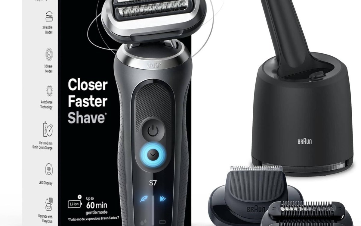 Braun Electric Shaver for Men, Series 7 7171cc, Wet & Dry Shave, Turbo & Gentle Shaving Modes, Waterproof Foil Shaver with Precision Trimmer, Space Grey