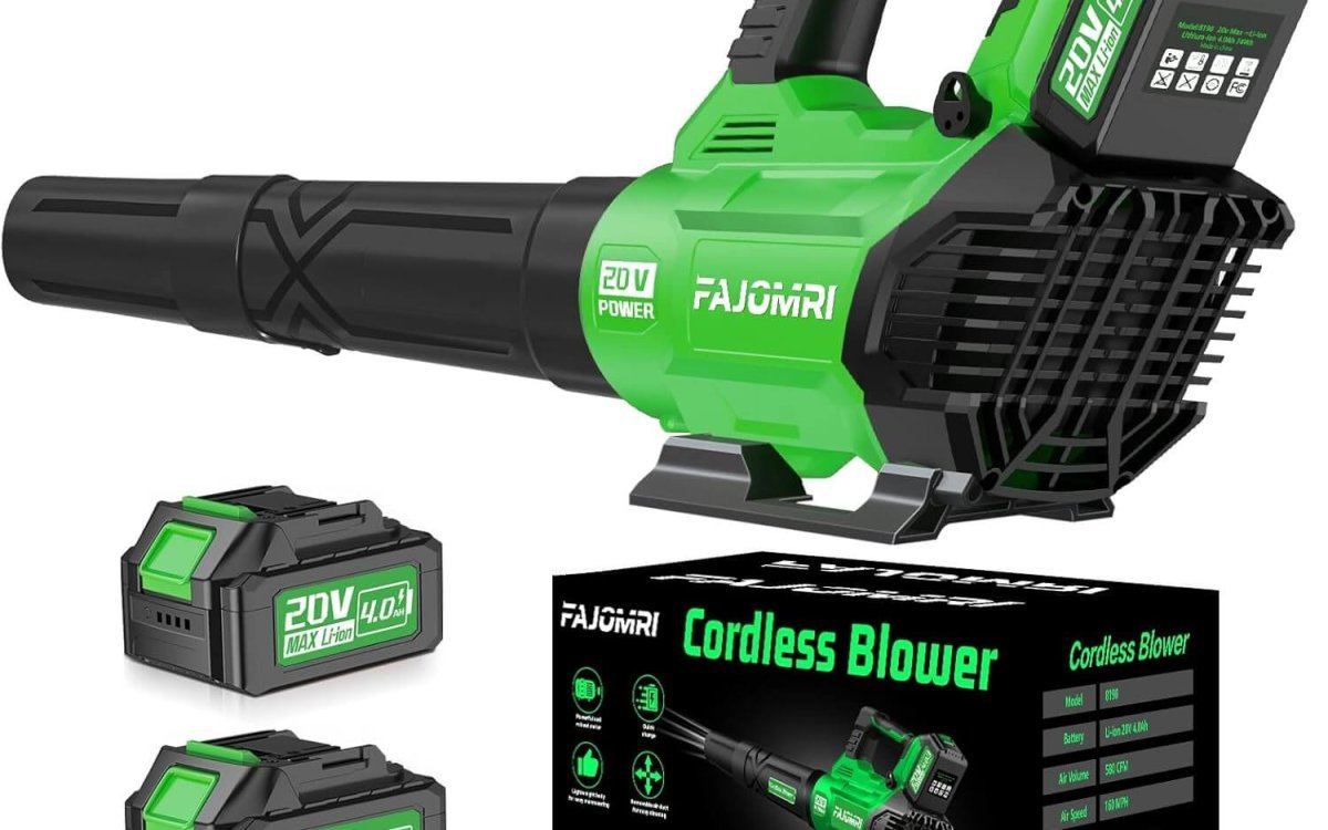 Cordless Leaf Blower – 3-Speed Settings, 580 CFM / 160 MPH Powerful Electric Blower with 2 × 4.0Ah Batteries and Charger, Ideal for Lawn Maintenance