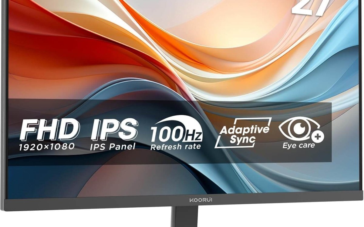 KOORUI E2711F 27 Inch FHD Monitor, Gaming 100Hz, IPS Computer Monitors, 1080P Pc Screen, Adaptive Sync, 5ms, VESA 100x100mm, Eye Care, HDMI, VGA