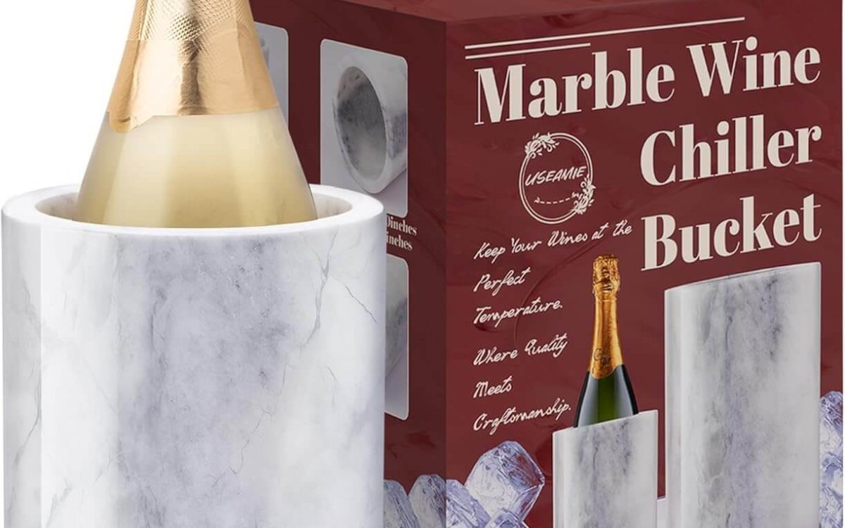 Marble Wine Bottle Chiller, Outdoor Wine Cooler Bucket, Marble Wine and Champagne Chiller for Any 750ml Bottle, Keeps Wine and Drinks Cold