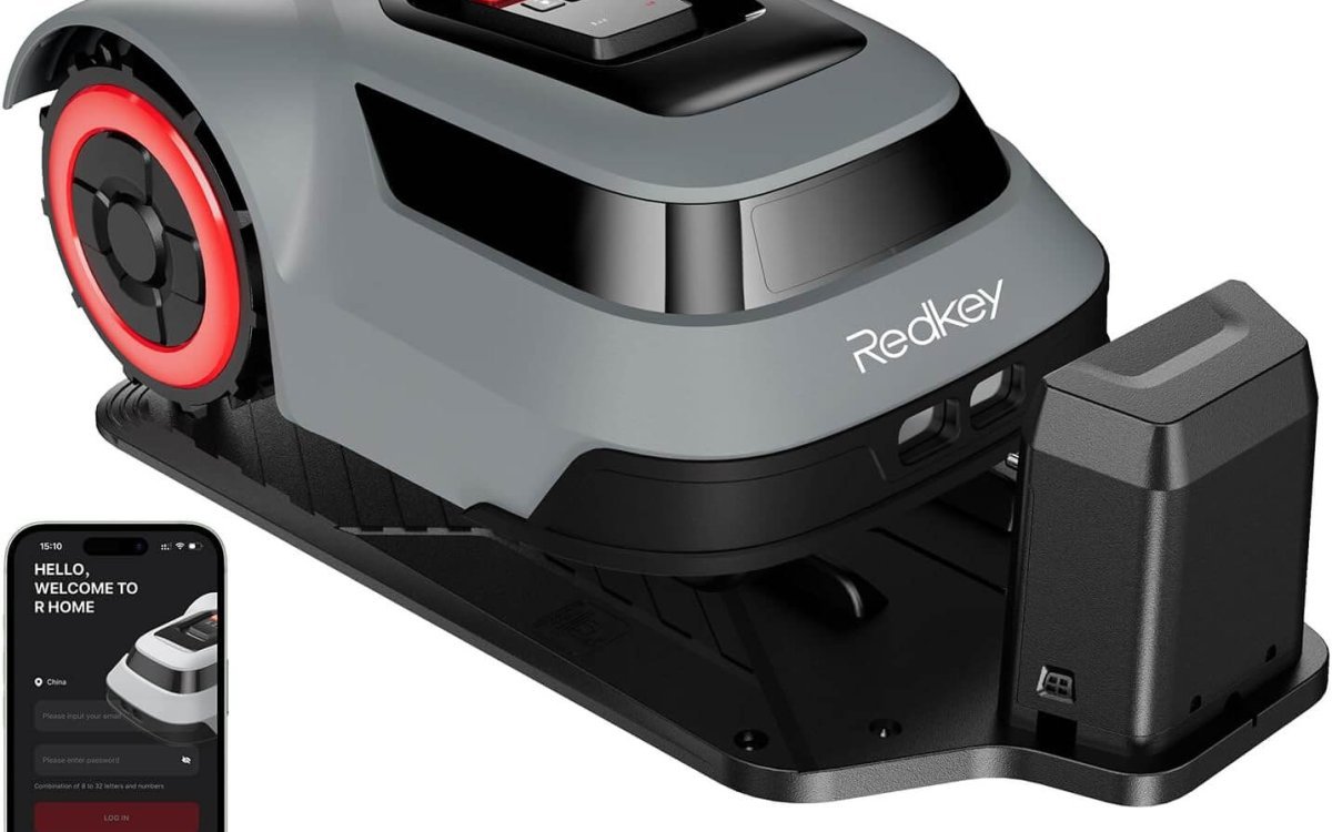 Redkey MGC500 Robotic Lawnmower Robot - Battery Lawn Robot Cable Break Find Intelligent Cutting Height App Control Lawn Mower Robot for Gardens up to 500 m² Climbing Capacity 45% Automatic Quiet