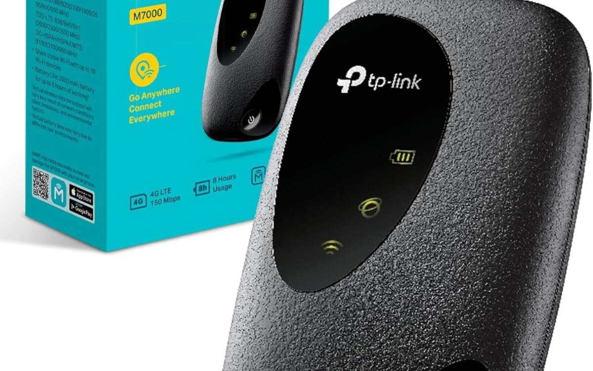 TP-Link M7000 4G+ MiFi Portable WiFi, Lasts Up To 8 Hours In Full Charge, Unlocked LTE-Advanced Cat4 Mobile Hotspot Dongle, SIM Card Slot, Caravan, High Global Compatibility, Easy App Management