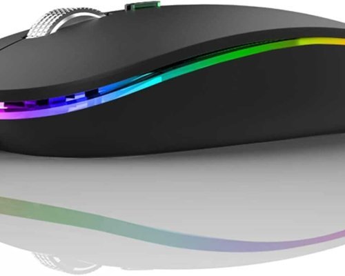 Uiosmuph LED Wireless Mouse, G12 Slim Rechargeable Silent Mouse, 2.4G Portable USB Optical Computer Mice with USB Receiver and Type C Adapter