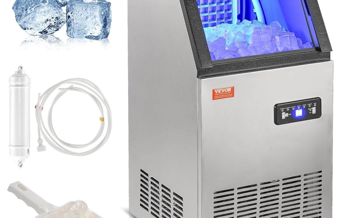 VEVOR Commercial Ice Maker Machine, 80lbs/24H Ice Maker Machine with 27.5lbs Storage Capacity, 40 Ice Cubes in 12-15 Minutes, LED Digital Display Commercial Ice Maker for Bar Home Office Restaurant