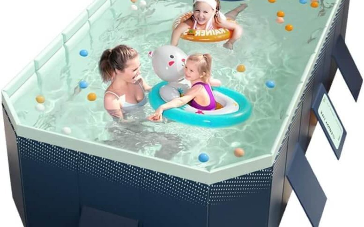 YUEWO Foldable PVC Swimming Pool Hard Plastic Shell Portable Swimming Pool for Adults Blow Up Pool for Family Garden Backyard (3m/118in,Blue)